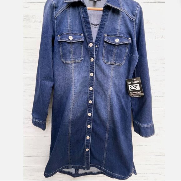 INC International Concepts Women's Jeans Dress Sz 8 Fitted Denim Shirtdress NEW! - Picture 3 of 9
